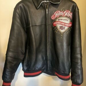Pelle Pelle Black and Red Leather Bomber Jacket